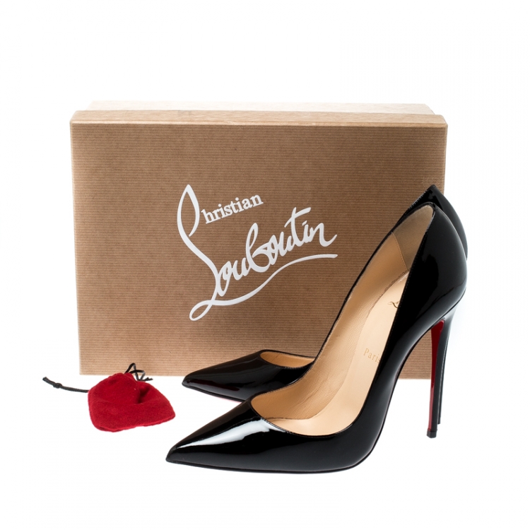 Pre Owned Christian Louboutin Black Patent Leather So Kate Pointed Toe Pumps Size 38