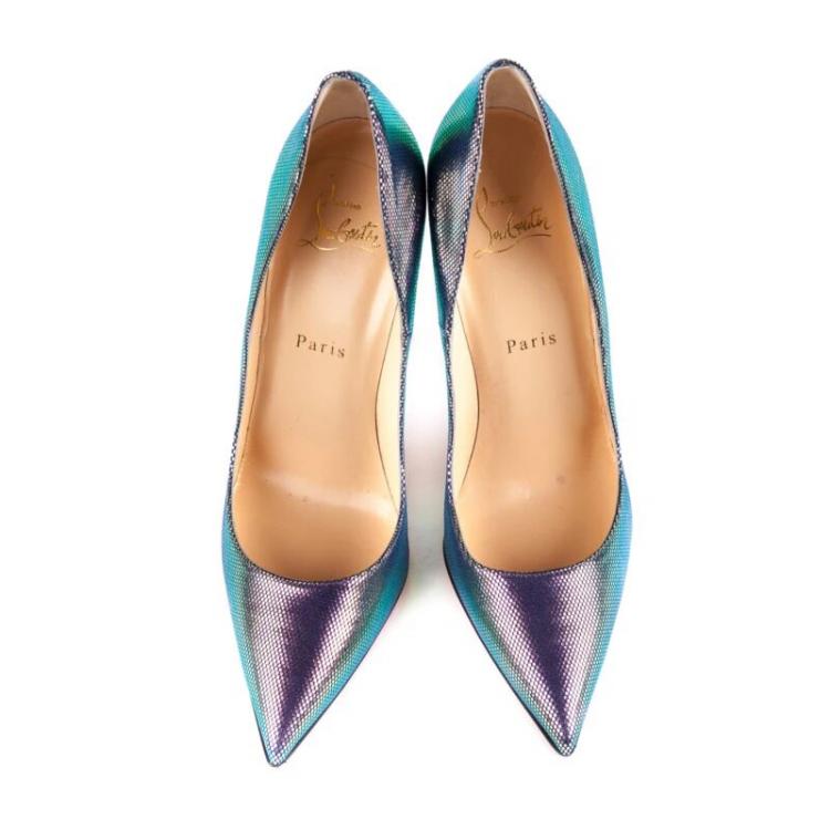 Pre Owned Christian Louboutin Multicolor Textured Leather So Kate Pointed Toe Pumps Size 38