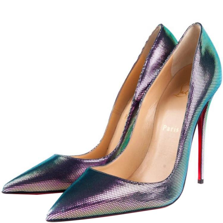 Pre Owned Christian Louboutin Multicolor Textured Leather So Kate Pointed Toe Pumps Size 38