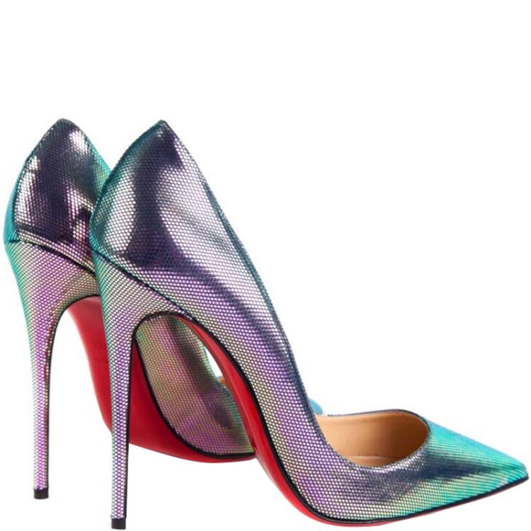 Pre Owned Christian Louboutin Multicolor Textured Leather So Kate Pointed Toe Pumps Size 38