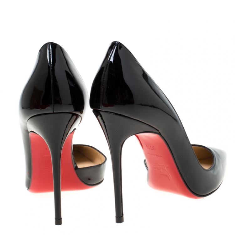 Pre Owned Christian Louboutin Black Patent Leather Iriza D'orsay Pumps Size 37.5