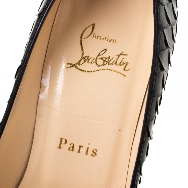 Pre Owned Christian Louboutin Black Python Fifi Pumps Size 37