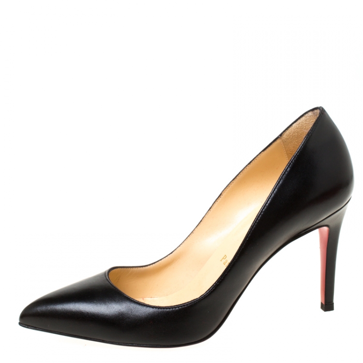 Pre Owned Christian Louboutin Black Leather Pigalle Pumps Size 38