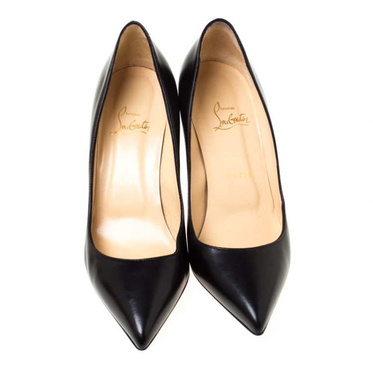 Pre Owned Christian Louboutin Black Leather Pigalle Pumps Size 38