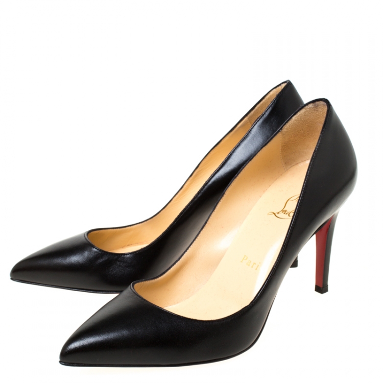 Pre Owned Christian Louboutin Black Leather Pigalle Pumps Size 38