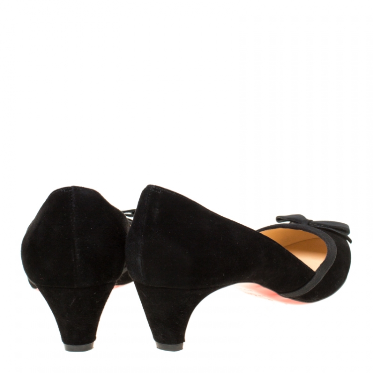 Pre Owned Christian Louboutin Black Suede Lavalliere 40 MM Pumps Size 37.5