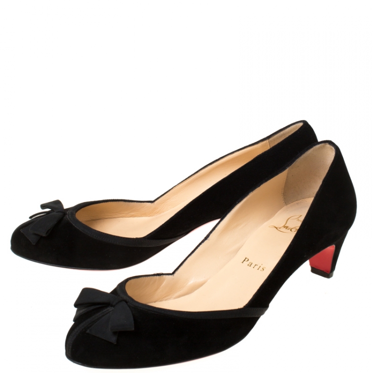 Pre Owned Christian Louboutin Black Suede Lavalliere 40 MM Pumps Size 37.5