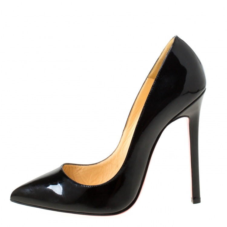 Pre Owned Christian Louboutin Black Patent Leather So Kate Pointed Toe Pumps Size 38