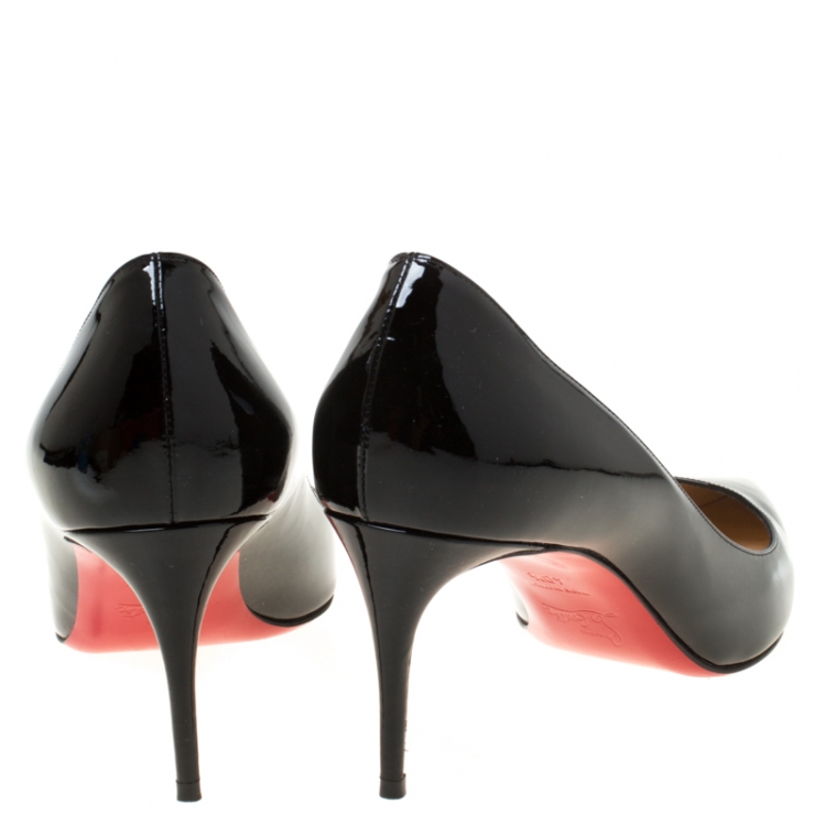 Pre Owned Christian Louboutin Black Patent Leather Decollete 554 Pointed Toe Pumps Size 40.5