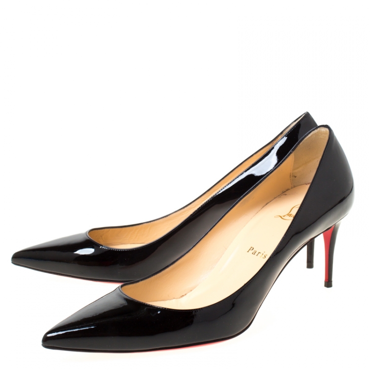 Pre Owned Christian Louboutin Black Patent Leather Decollete 554 Pointed Toe Pumps Size 40.5