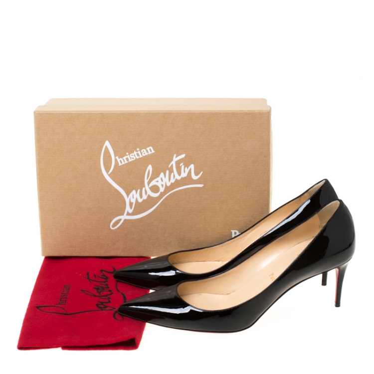 Pre Owned Christian Louboutin Black Patent Leather Decollete 554 Pointed Toe Pumps Size 40.5
