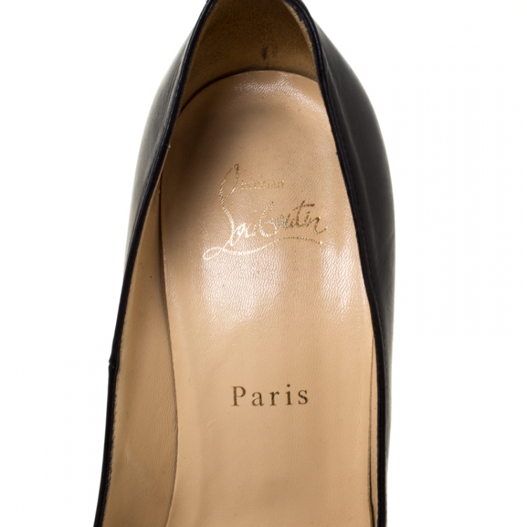 Pre Owned Christian Louboutin Black Leather Rolando Zip Platform Pumps Size 38