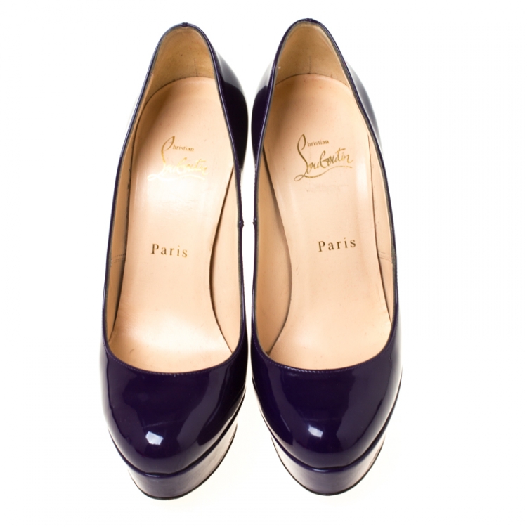 Pre Owned Christian Louboutin Purple Patent Leather Bianca Platform Pumps Size 37