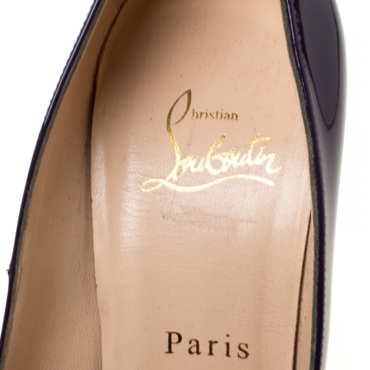Pre Owned Christian Louboutin Purple Patent Leather Bianca Platform Pumps Size 37