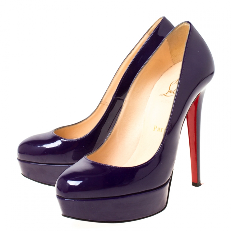 Pre Owned Christian Louboutin Purple Patent Leather Bianca Platform Pumps Size 37