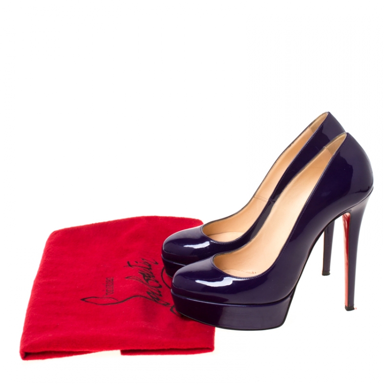 Pre Owned Christian Louboutin Purple Patent Leather Bianca Platform Pumps Size 37