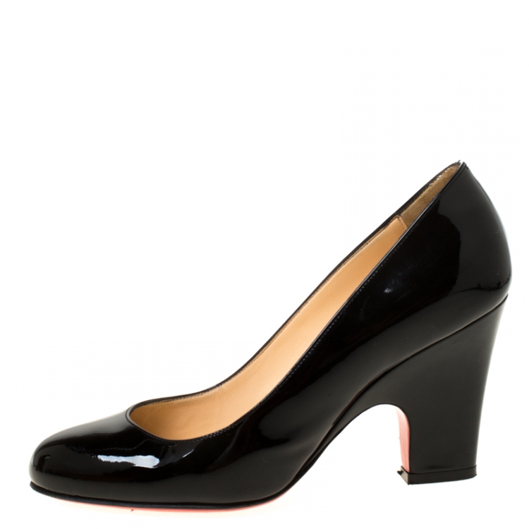 Pre Owned Christian Louboutin Black Patent Leather Akdooch Pumps Size 36