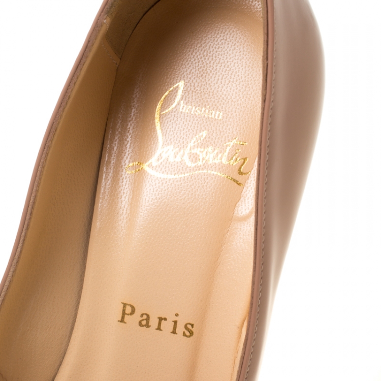 Pre Owned Christian Louboutin Beige Patent Leather Akdooch Pumps Size 36