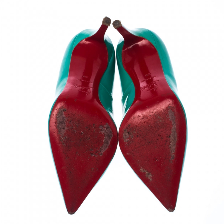Pre Owned Christian Louboutin Green Patent Leather Pigalle Pointed Toe Pumps Size 40