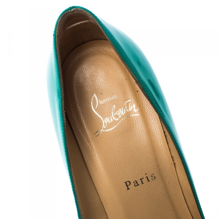 Pre Owned Christian Louboutin Green Patent Leather Pigalle Pointed Toe Pumps Size 40