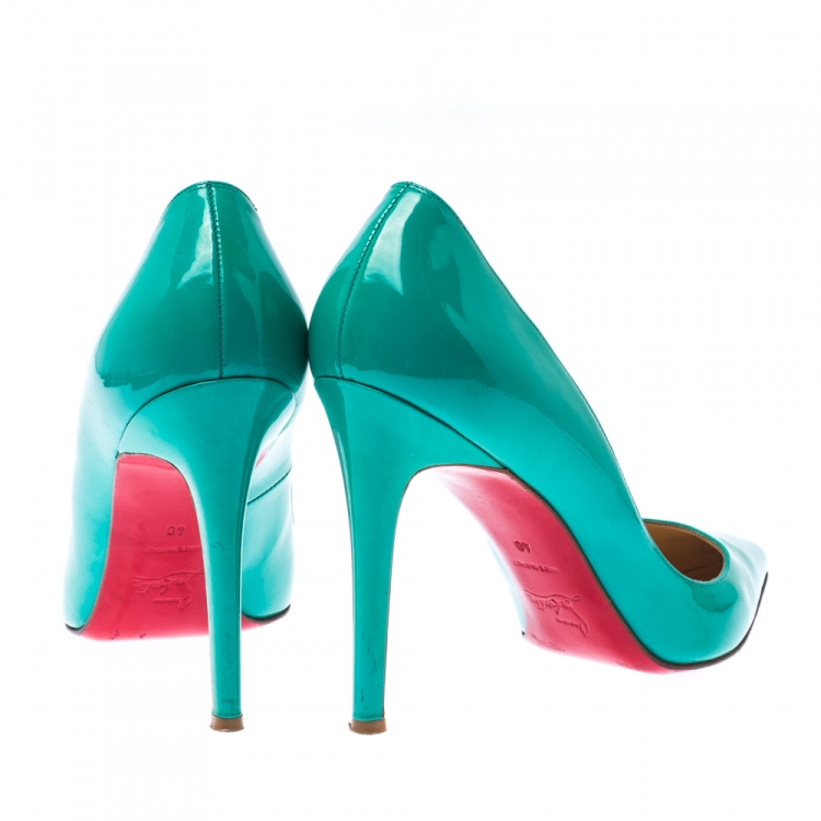 Pre Owned Christian Louboutin Green Patent Leather Pigalle Pointed Toe Pumps Size 40