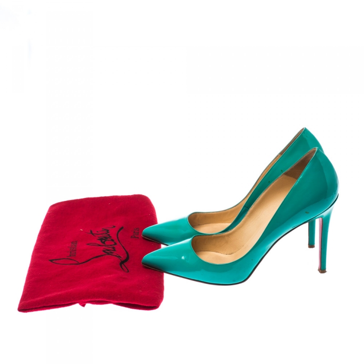 Pre Owned Christian Louboutin Green Patent Leather Pigalle Pointed Toe Pumps Size 40