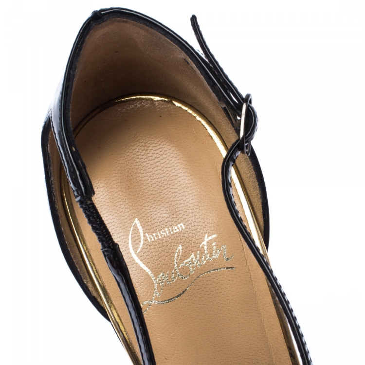 Pre Owned Christian Louboutin Multicolor Patent Leather Loubi Zeppa Wedge Platform Sandals Size 40