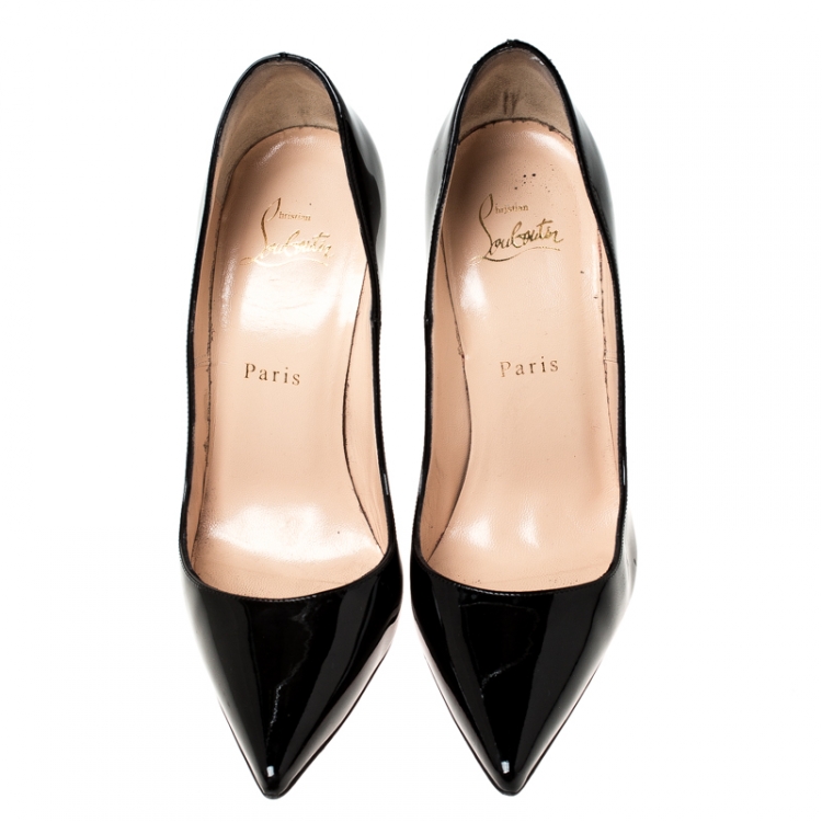 Pre Owned Christian Louboutin Black Patent Leather So Kate Pointed Toe Pumps Size 37