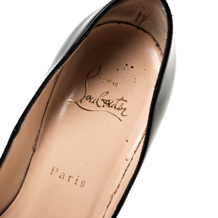 Pre Owned Christian Louboutin Black Patent Leather So Kate Pointed Toe Pumps Size 37