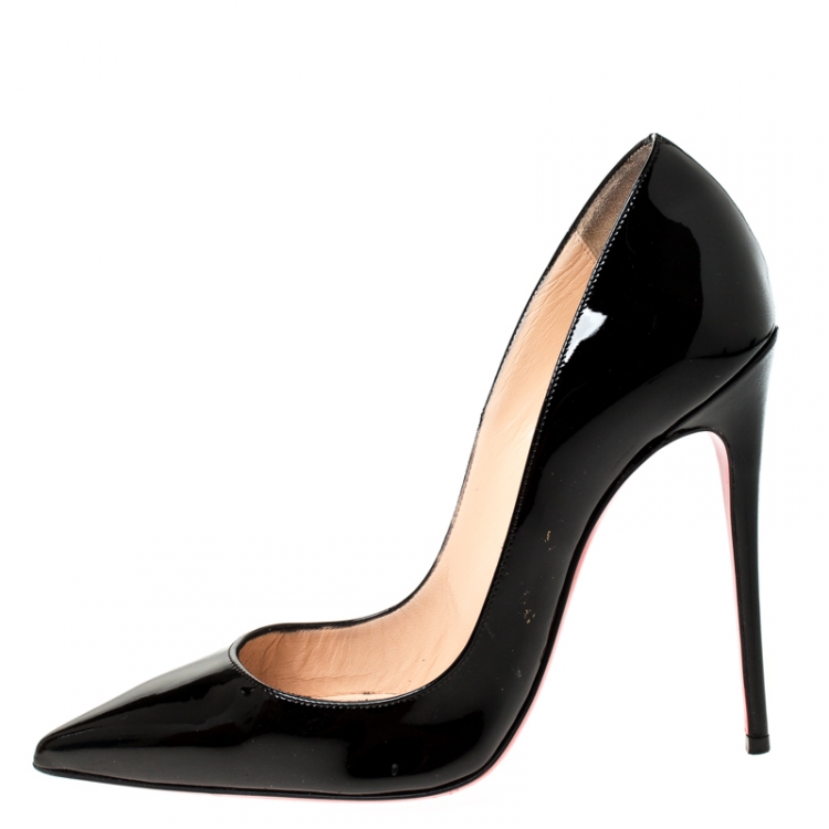 Pre Owned Christian Louboutin Black Patent Leather So Kate Pointed Toe Pumps Size 37