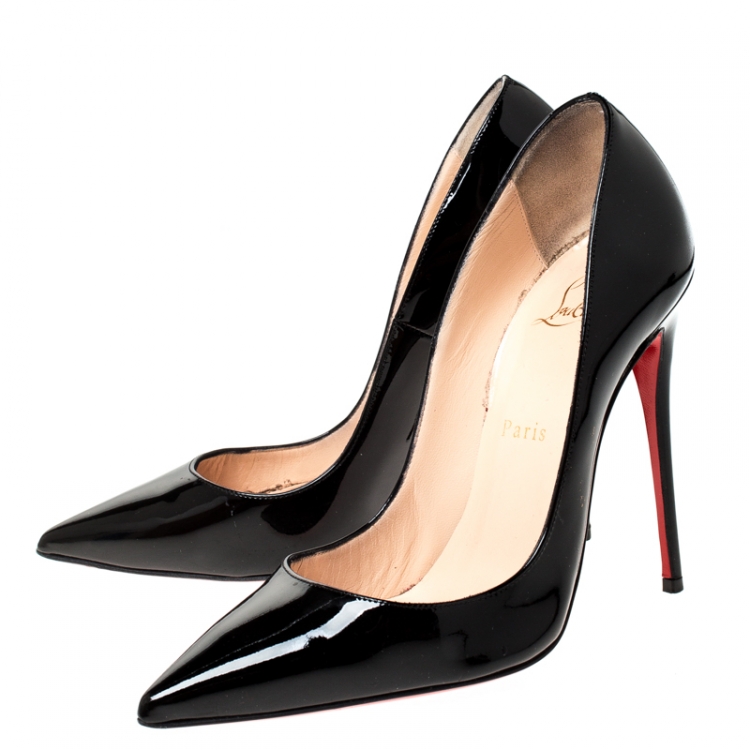 Pre Owned Christian Louboutin Black Patent Leather So Kate Pointed Toe Pumps Size 37
