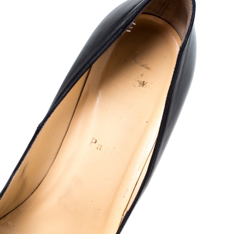 Pre Owned Christian Louboutin Black Leather Bianca Platform Pumps Size 38