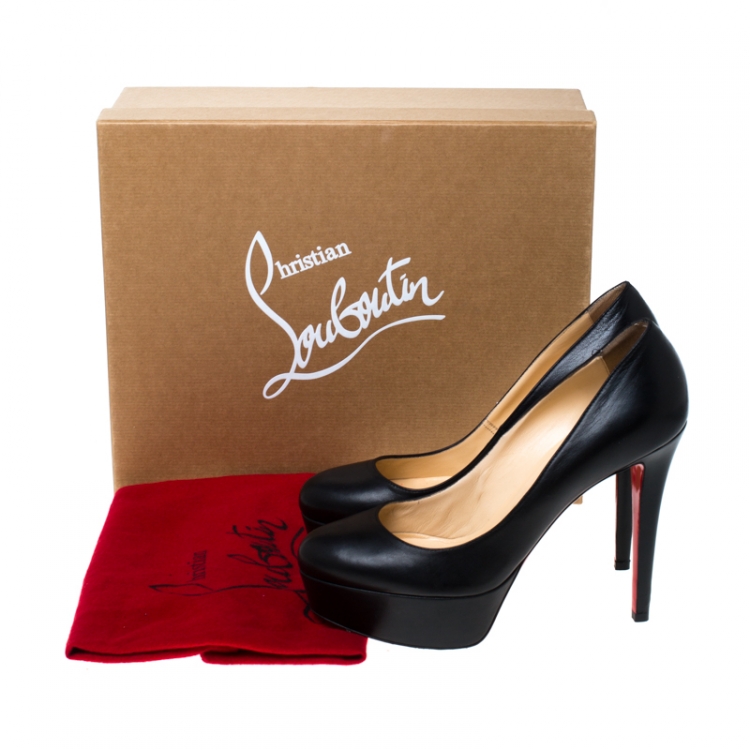 Pre Owned Christian Louboutin Black Leather Bianca Platform Pumps Size 38