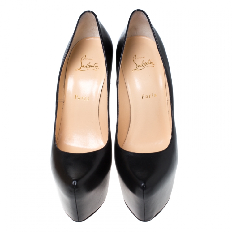 Pre Owned Christian Louboutin Black Leather Daffodile Platform Pumps Size 40