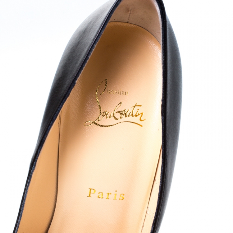 Pre Owned Christian Louboutin Black Leather Daffodile Platform Pumps Size 40