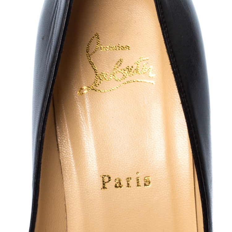 Pre Owned Christian Louboutin Black Leather Simple Pumps Size 40.5