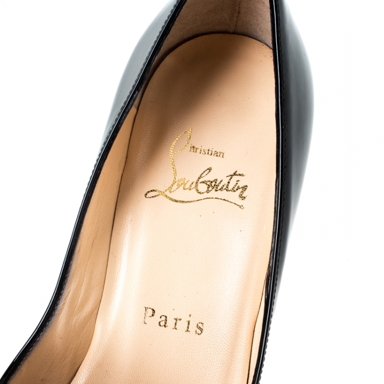 Pre Owned Christian Louboutin Black Patent Leather You You Peep Toe Pumps Size 36