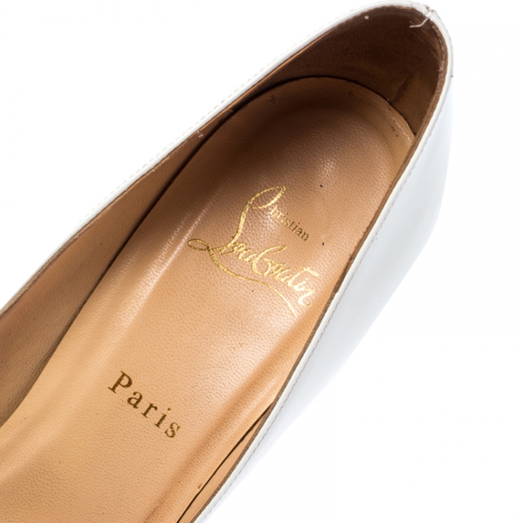 Pre Owned Christian Louboutin White Patent Leather Pigalle Pointed Toe Pumps Size 38