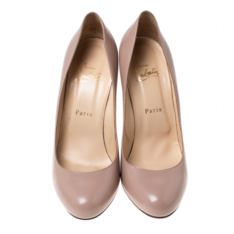 مملوكة مسبقًا Christian Louboutin Beige Leather Ron Ron Pumps Size 38.5