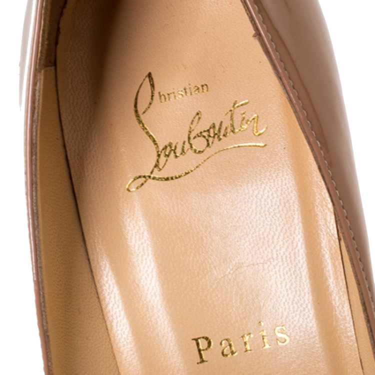 Pre Owned Christian Louboutin Beige Patent Leather Pigalle Pumps Size 39