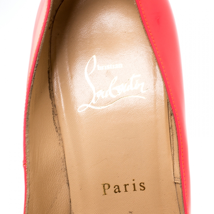 Pre Owned Christian Louboutin Neon Pink Patent Leather Fifille Pumps Size 37