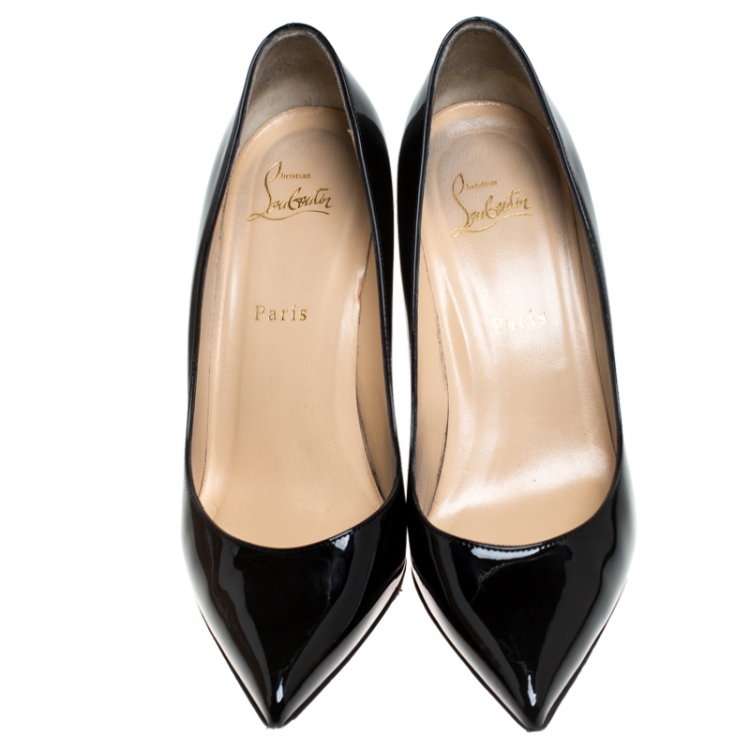 Pre Owned Christian Louboutin Black Patent Leather So Kate Pointed Toe Pumps Size 39.5