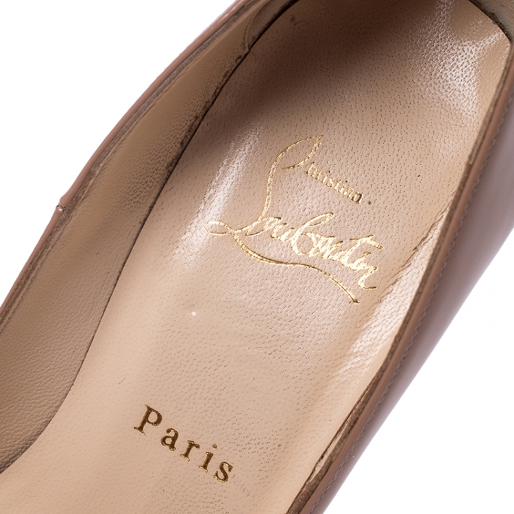 Pre Owned Christian Louboutin Beige Patent Leather So Kate Pointed Toe Pumps Size 37