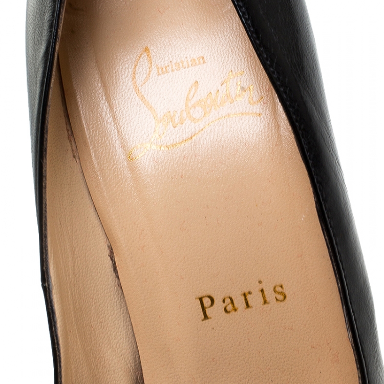 Pre Owned Christian Louboutin Black Leather Bianca Platform Pumps Size 38.5