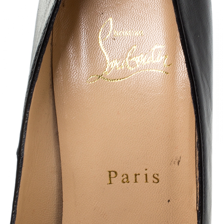 Pre Owned Christian Louboutin Black Leather Bianca Platform Pumps Size 39.5