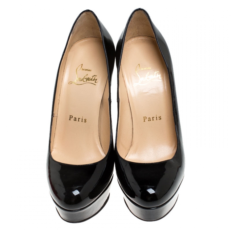 Pre Owned Christian Louboutin Black Patent Leather Bianca Platform Pumps Size 35