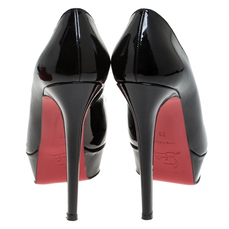 Pre Owned Christian Louboutin Black Patent Leather Bianca Platform Pumps Size 35