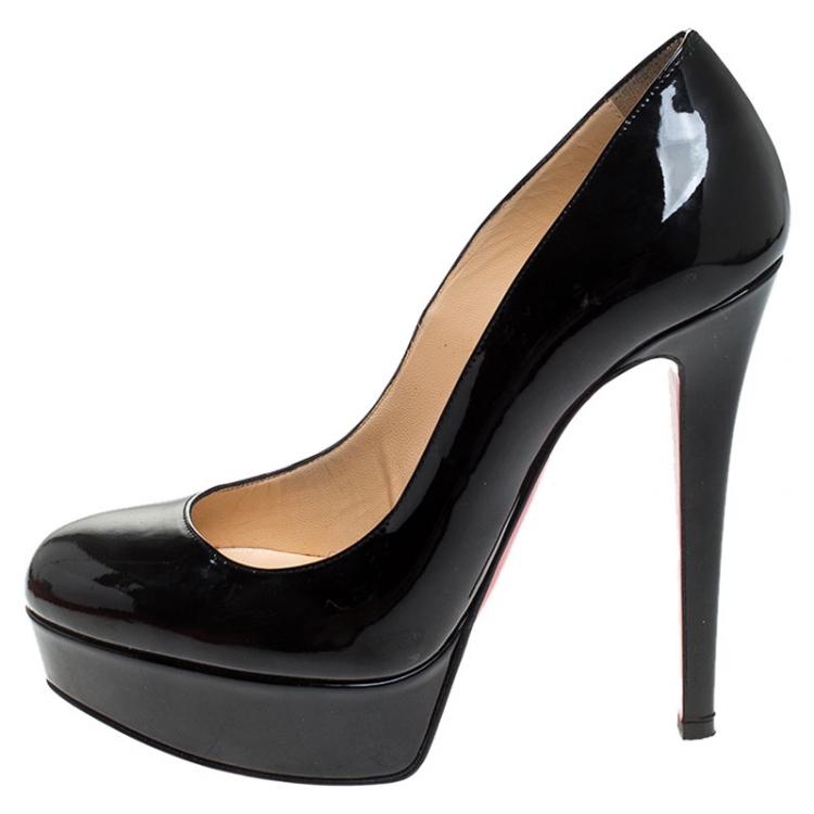 Pre Owned Christian Louboutin Black Patent Leather Bianca Platform Pumps Size 35