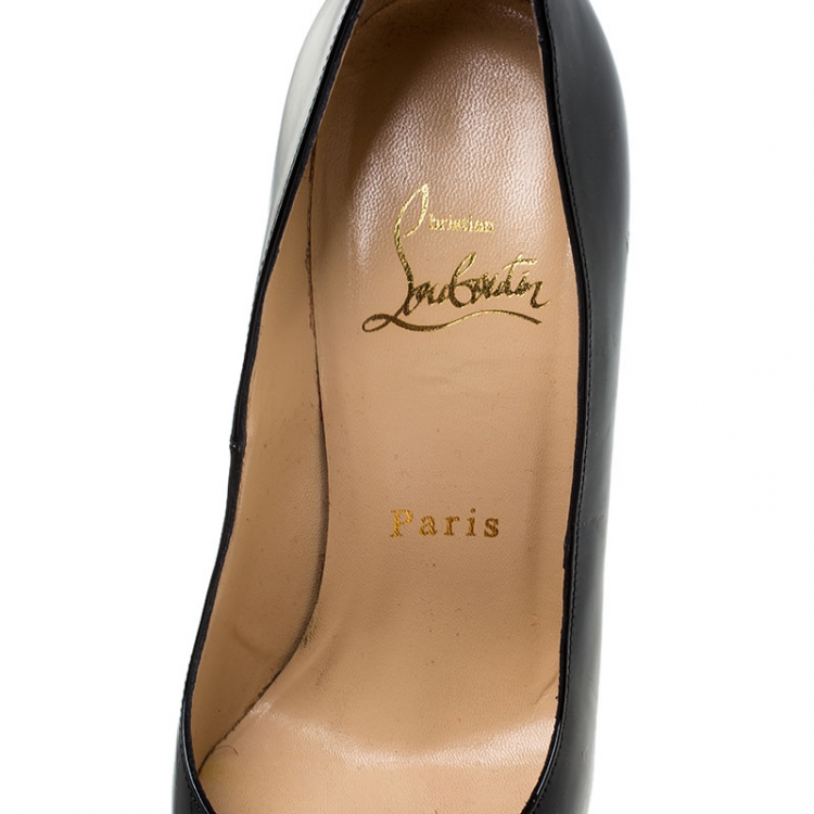 Pre Owned Christian Louboutin Black Patent Leather Bianca Platform Pumps Size 35