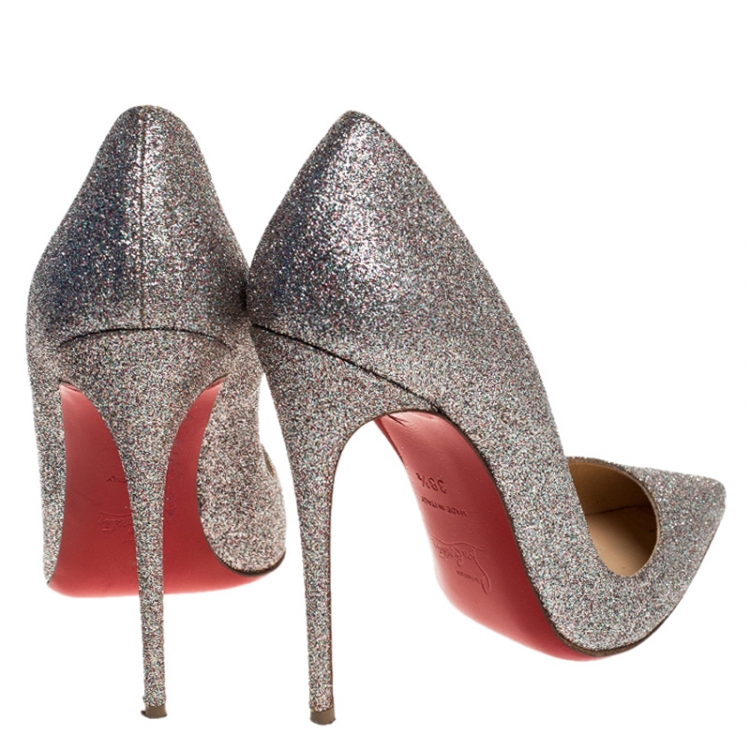 Pre Owned Christian Louboutin Glitter Fabric So Kate Pointed Toe Pumps Size 38.5